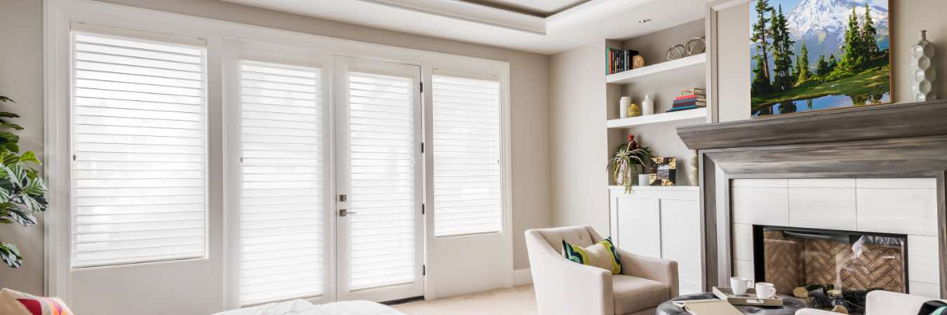 Sheer window shades on bedroom windows