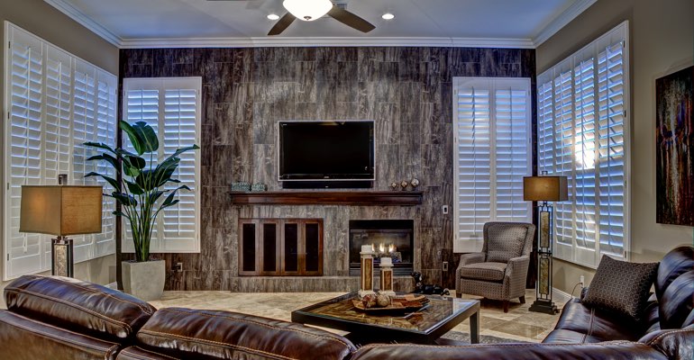 Virginia Beach living room with shutters